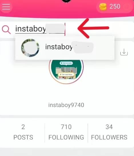 instaup apk seach bar