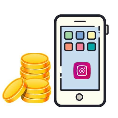 mobile phone and coins-get 10k free instaup coins